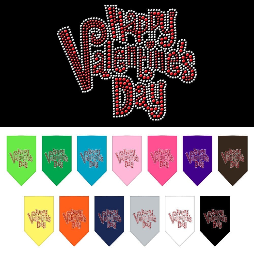 Bandana para mascotas y perros con diamantes de imitación, "Feliz día de San Valentín"