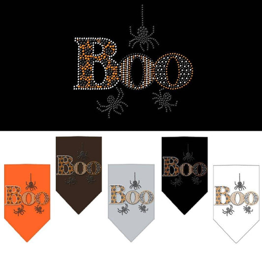 Bandana de Halloween para mascotas y perros con diamantes de imitación, "Boo"