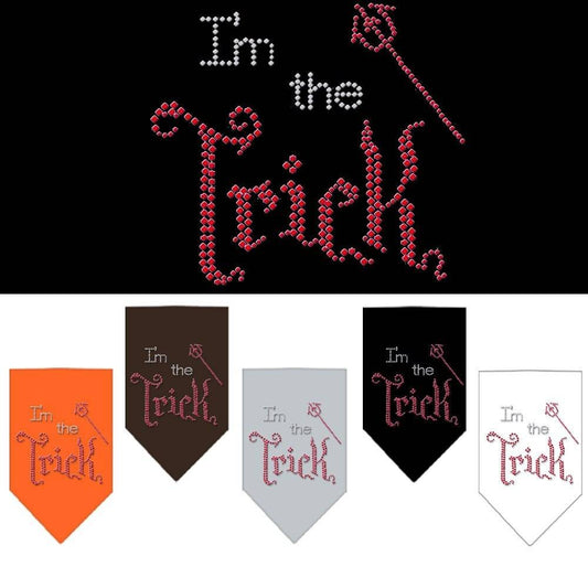 Bandana de Halloween para perros y mascotas con diamantes de imitación, "I'm The Trick"