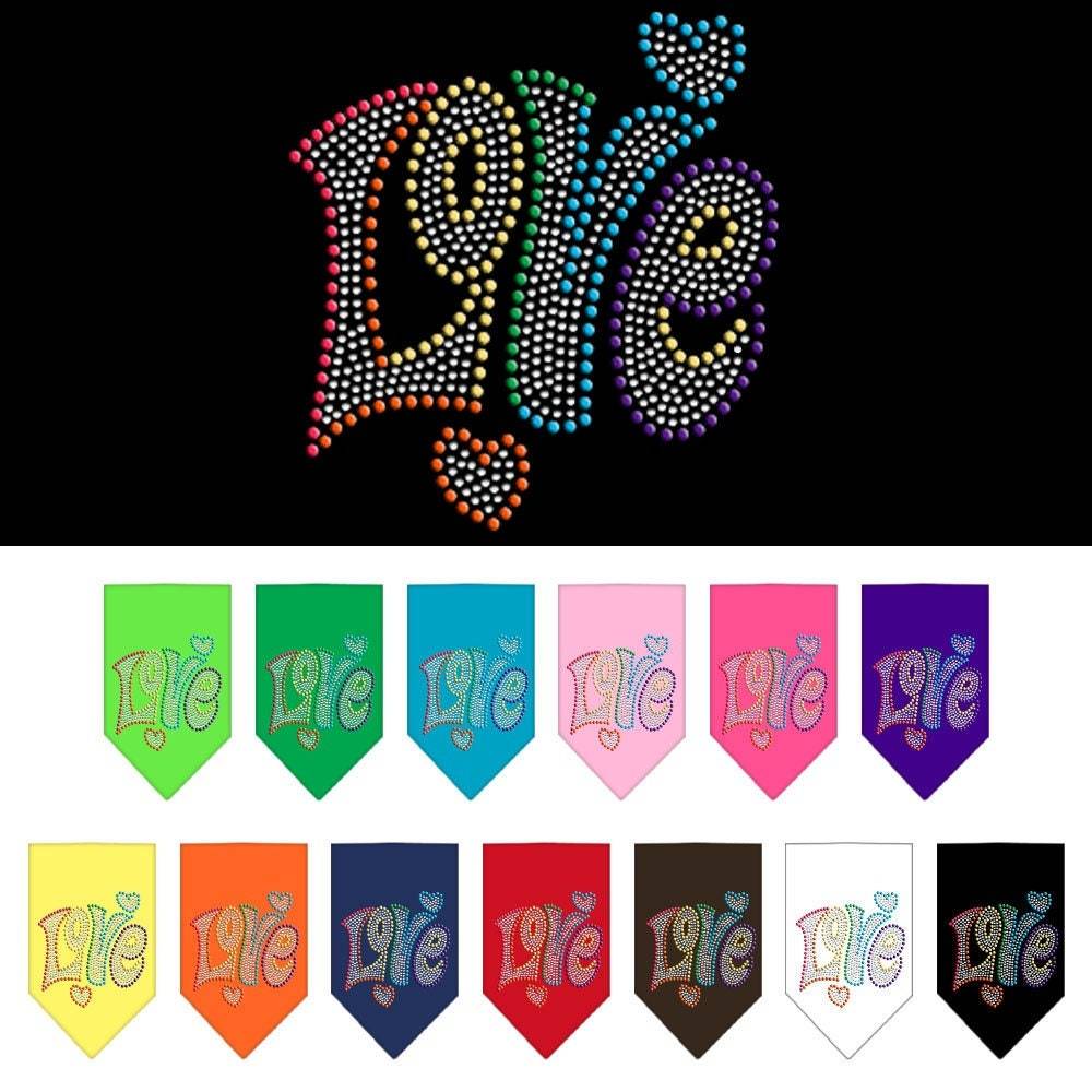 Bandana para mascotas y perros con diamantes de imitación, "Technicolor Love"