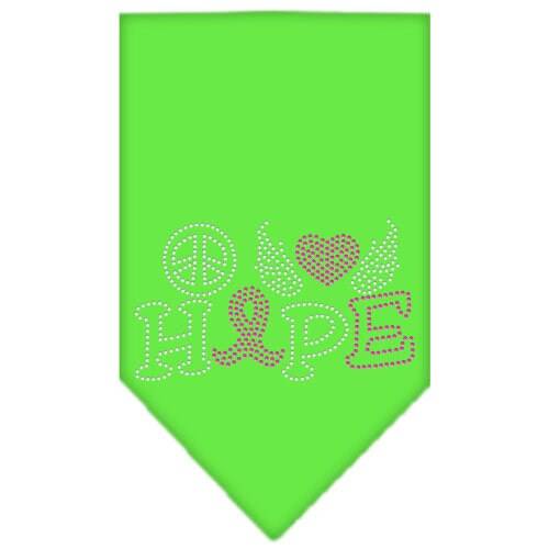 Bandana para mascotas y perros con diamantes de imitación, "Paz, amor, esperanza, cáncer de mama"