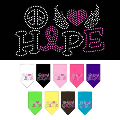 Bandana para mascotas y perros con diamantes de imitación, "Paz, amor, esperanza, cáncer de mama"