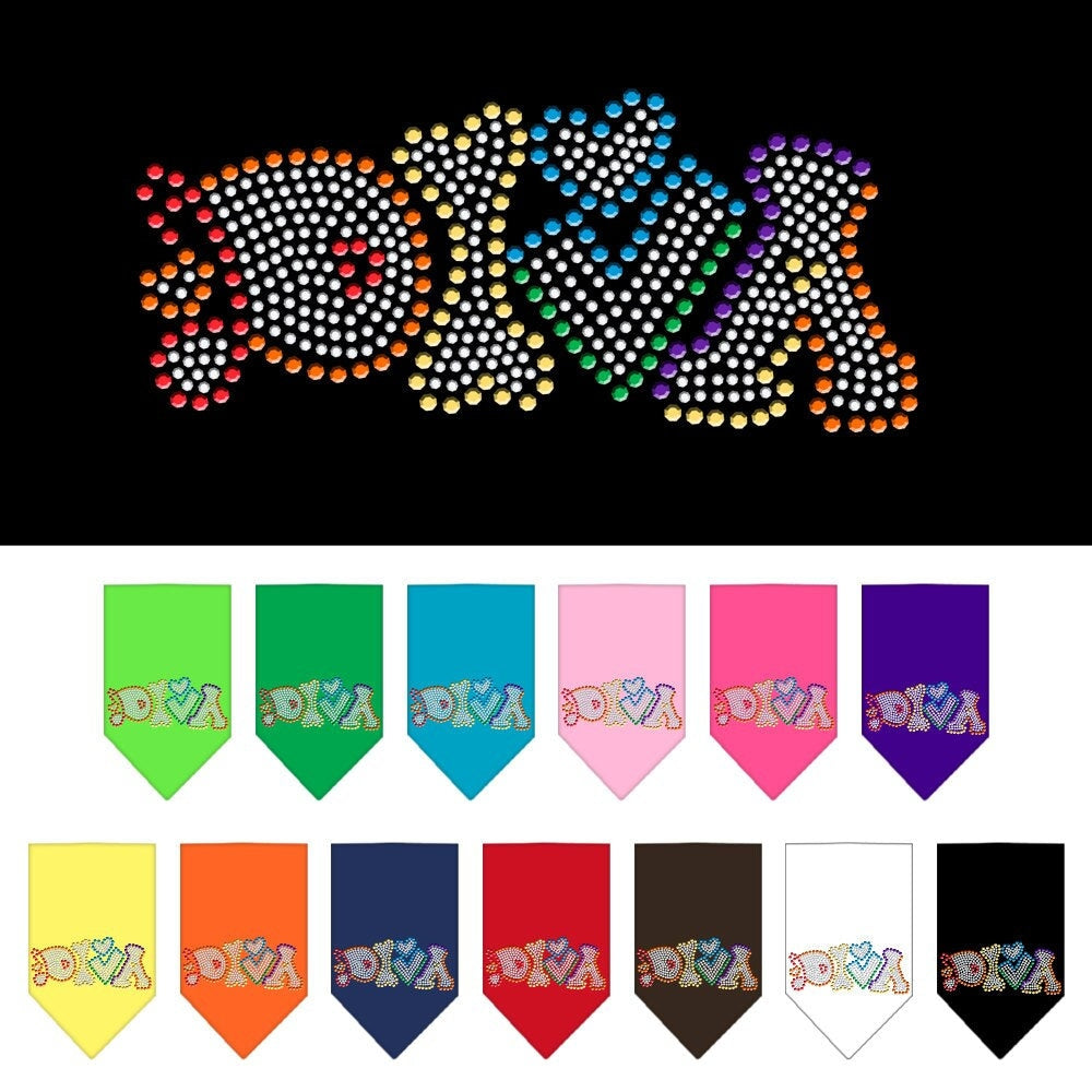 Bandana para mascotas y perros con diamantes de imitación, "Technicolor Diva"