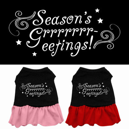 Vestido navideño para perros y gatos con serigrafía "Season's Greetings"