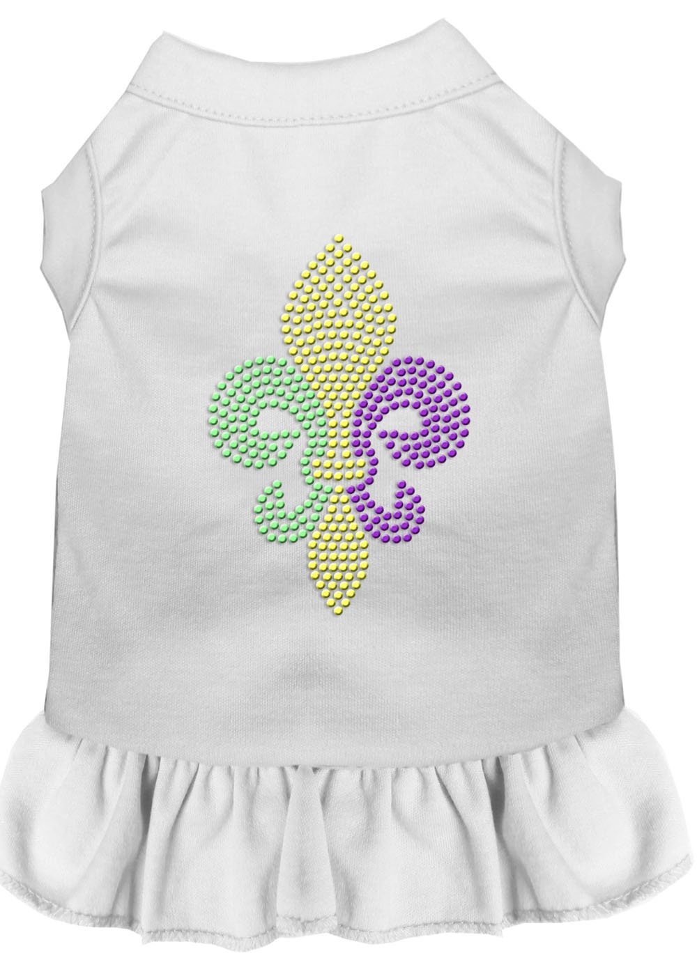 Vestido para perros y gatos con diamantes de imitación, "Mardi Gras Fleur De Lis"