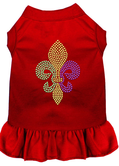 Vestido para perros y gatos con diamantes de imitación, "Mardi Gras Fleur De Lis"