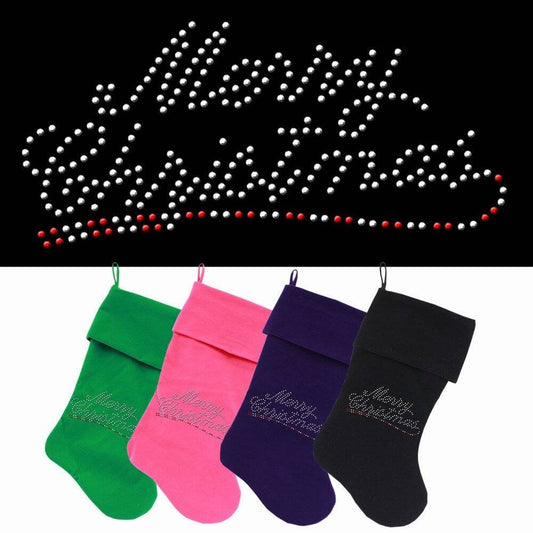 Christmas Stocking Rhinestone, "Merry Christmas"