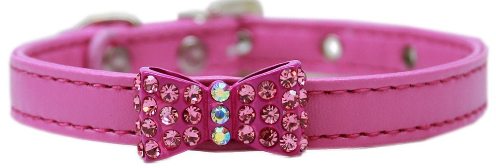 Dog, Puppy & Pet Fashion Collar, "Bow-Dacious Crystal"