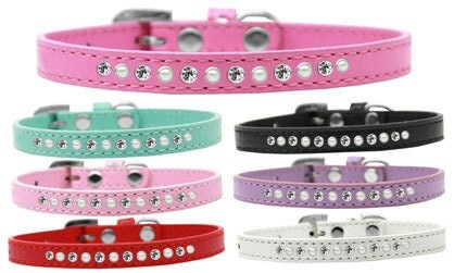 Collar de moda para perros, cachorros y mascotas "Perla y cristales transparentes"