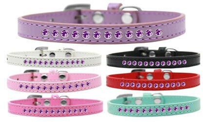 Collar de moda para perros, cachorros y mascotas, con bordes de cristal morado