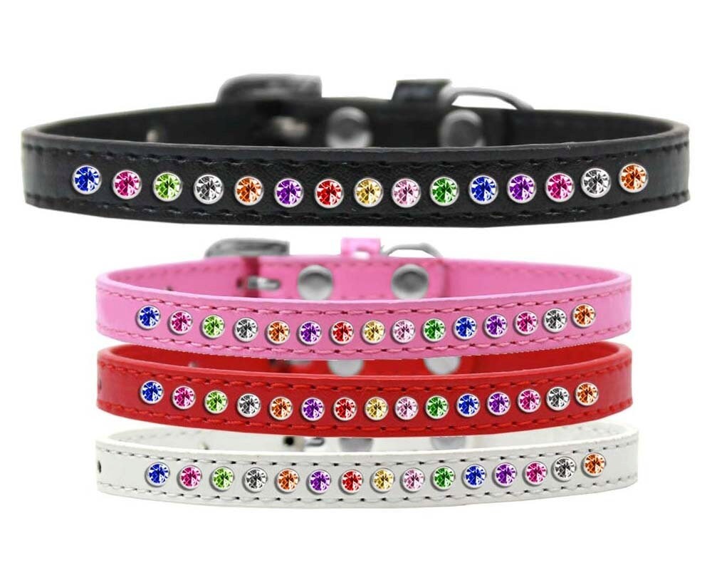 Collar de moda para perros, cachorros y mascotas, "One Row Confetti Crystal Rimsets"