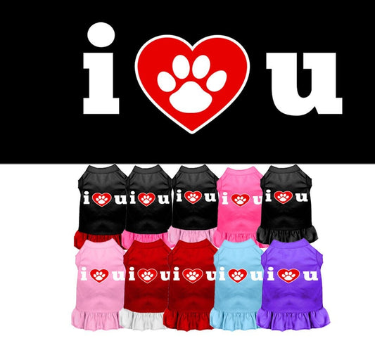 Pet Dress, Screen Printed, "I Heart You"