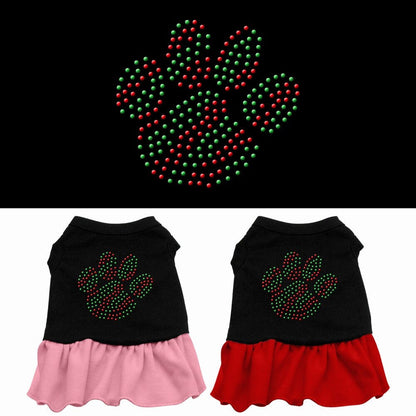 Christmas Pet Dog & Cat Dress Rhinestone, "Christmas Paw"