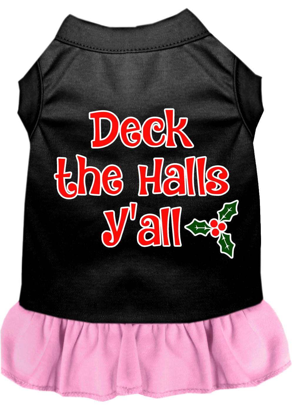 Christmas Dog Dress, Pet Dog & Cat Dress Screen Printed, "Deck The Halls Y'all"