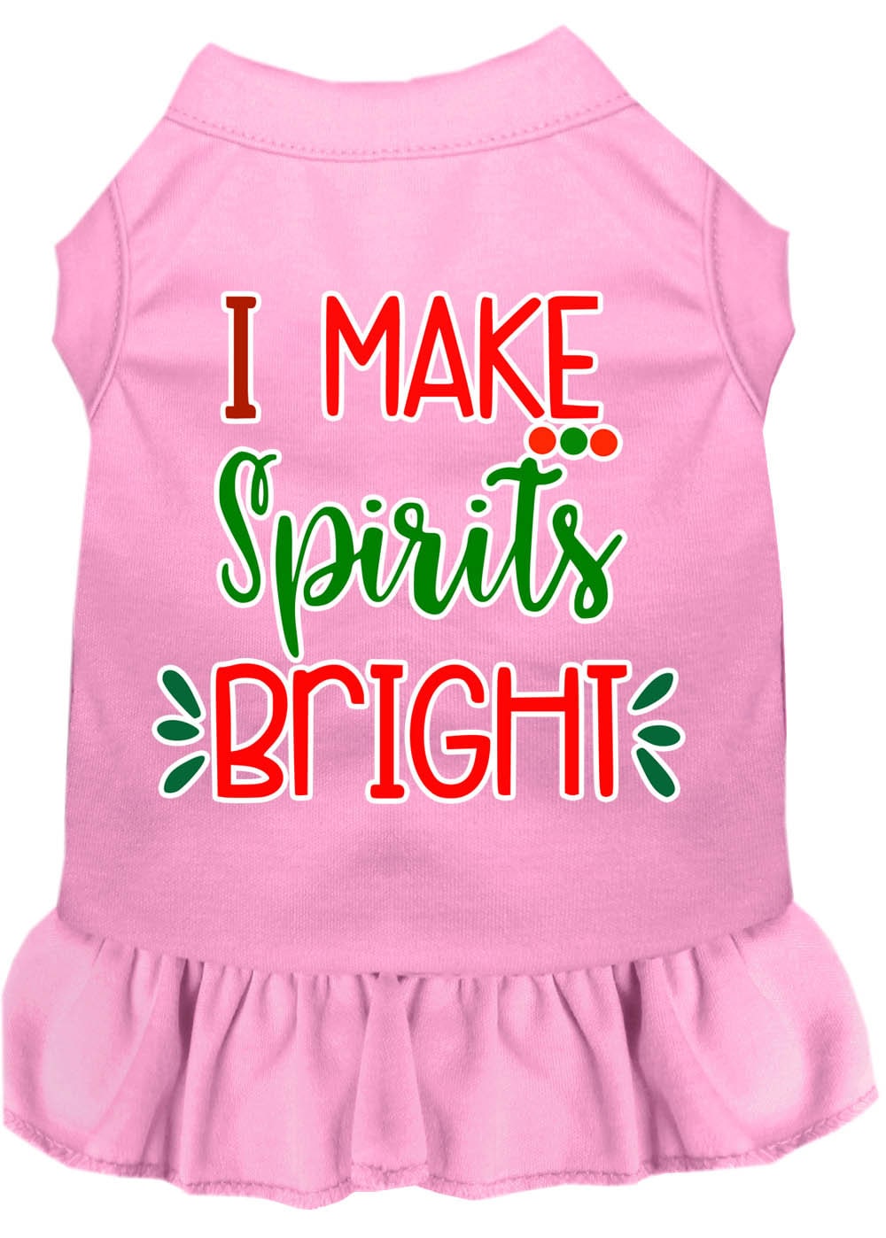 Christmas Pet Dog & Cat Dress Screen Printed, "I Make Spirits Bright"