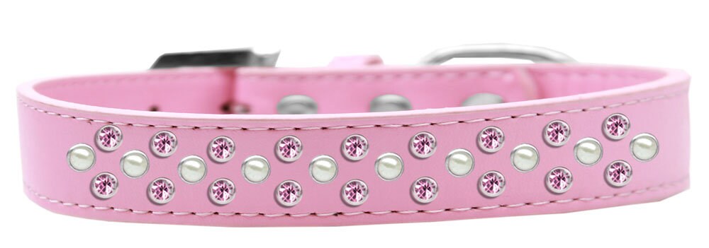 Collar de moda para perros, cachorros y mascotas, con adornos de cristales en color rosa claro y perlado