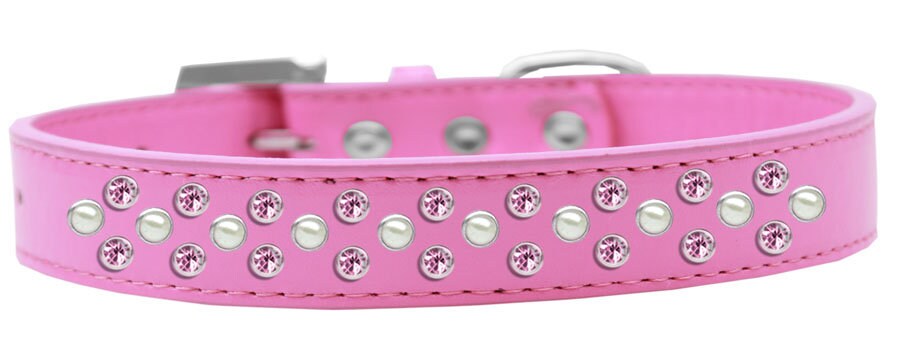 Collar de moda para perros, cachorros y mascotas, con adornos de cristales en color rosa claro y perlado