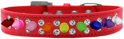 Pet and Dog Spike Collar, "Double Crystal & Rainbow Spikes"