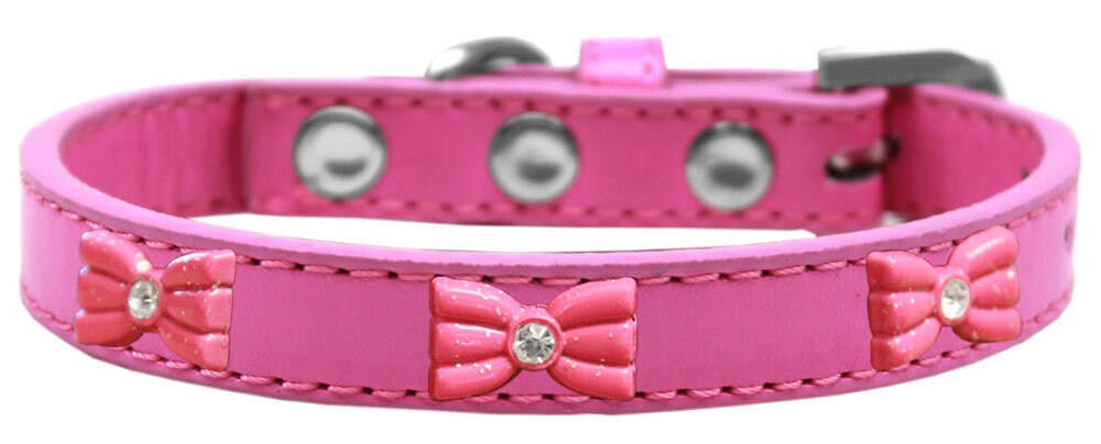 Collar de moda para perros, cachorros y mascotas, con lazo de purpurina rosa