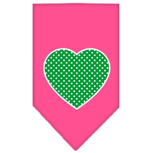 Pet and Dog Bandana Screen Printed, "Green Swiss Dot Heart"