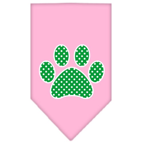 Bandana para mascotas y perros serigrafiada con el texto "Green Swiss Dot Paw"