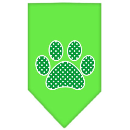 Bandana para mascotas y perros serigrafiada con el texto "Green Swiss Dot Paw"