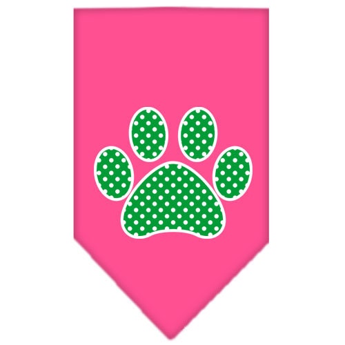 Bandana para mascotas y perros serigrafiada con el texto "Green Swiss Dot Paw"