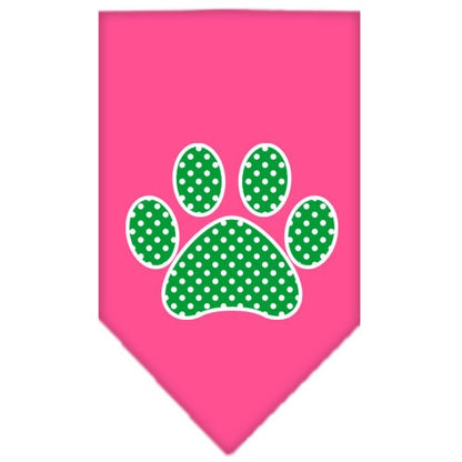 Bandana para mascotas y perros serigrafiada con el texto "Green Swiss Dot Paw"