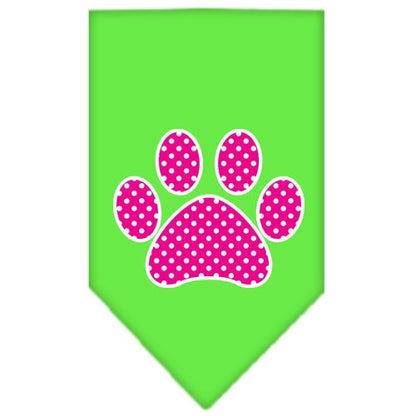 Bandana para mascotas y perros serigrafiada con el texto "Pink Swiss Dot Paw"