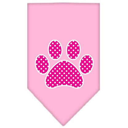 Bandana para mascotas y perros serigrafiada con el texto "Pink Swiss Dot Paw"