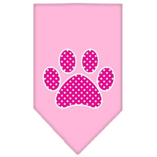 Pet and Dog Bandana Screen Printed, "Pink Swiss Dot Paw"