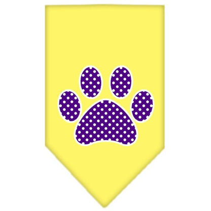 Bandana para mascotas y perros serigrafiada con el logo "Purple Swiss Dot Paw"