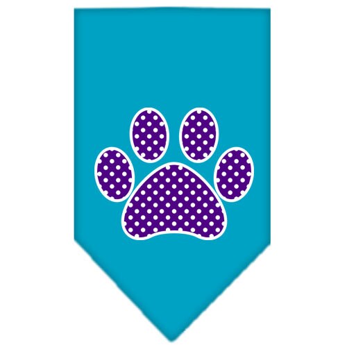 Bandana para mascotas y perros serigrafiada con el logo "Purple Swiss Dot Paw"