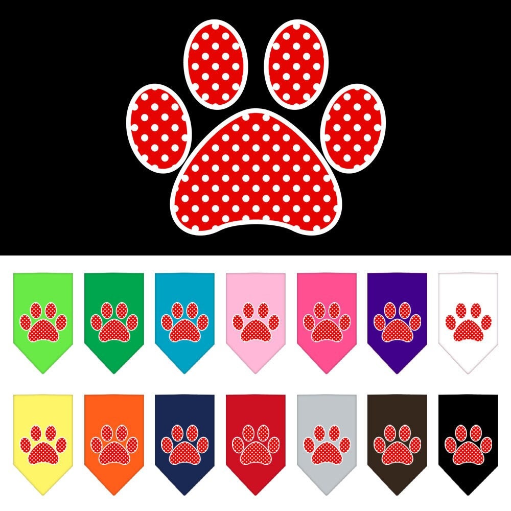 Bandana para mascotas y perros serigrafiada con el logo "Red Swiss Dot Paw"