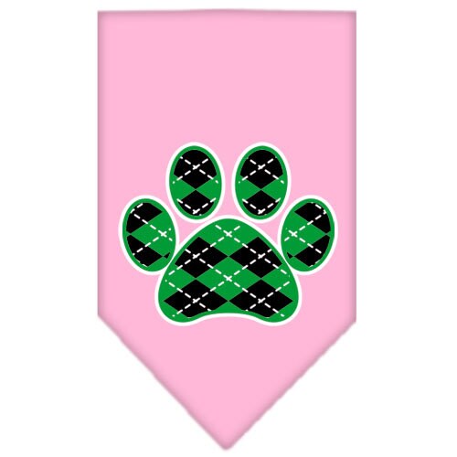 Bandana para mascotas y perros serigrafiada, "Green Argyle Paw"