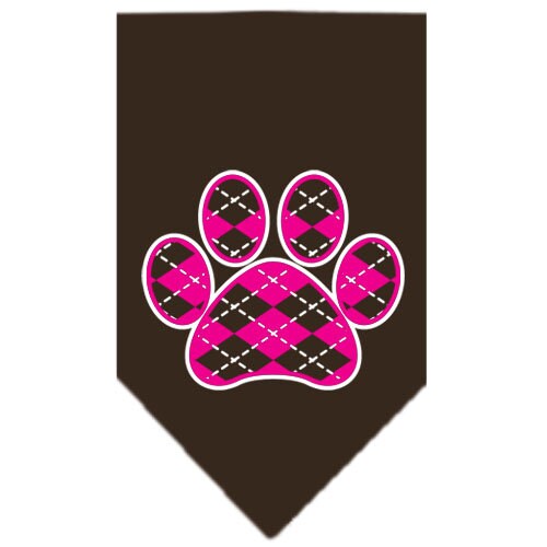 Bandana para mascotas y perros serigrafiada, "Pink Argyle Paw"