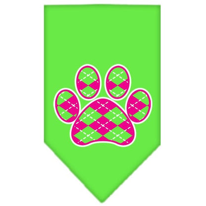 Bandana para mascotas y perros serigrafiada, "Pink Argyle Paw"