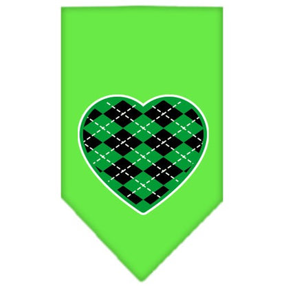 Bandana para mascotas y perros serigrafiada con el texto "Corazón de rombos verdes"