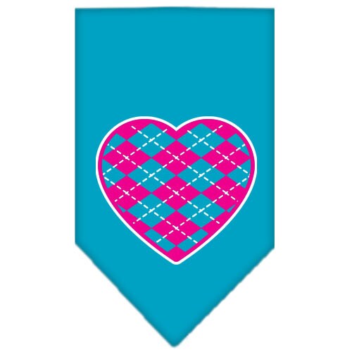 Pet and Dog Bandana Screen Printed, "Pink Argyle Heart"