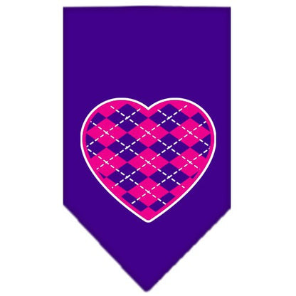 Pet and Dog Bandana Screen Printed, "Pink Argyle Heart"