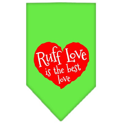 Bandana para mascotas y perros serigrafiada con la frase "Ruff Love"