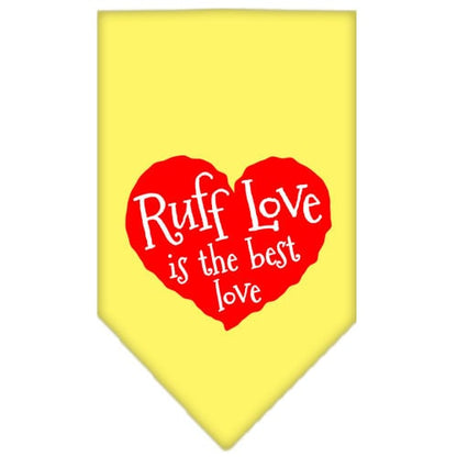 Bandana para mascotas y perros serigrafiada con la frase "Ruff Love"