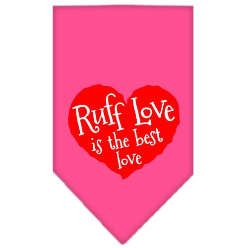 Bandana para mascotas y perros serigrafiada con la frase "Ruff Love"