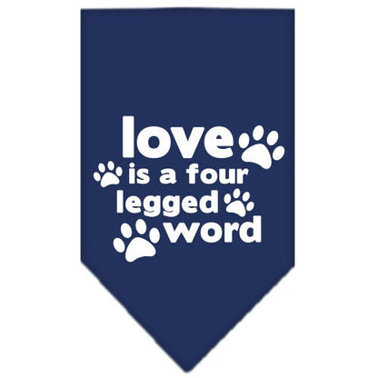 Pet and Dog Bandana Screen Printed, "Love Is A Four Legged Word"