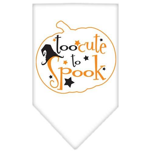 Bandana para perros y mascotas de Halloween serigrafiada con la frase "Too Cute To Spook"