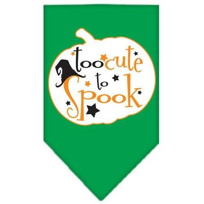 Bandana para perros y mascotas de Halloween serigrafiada con la frase "Too Cute To Spook"