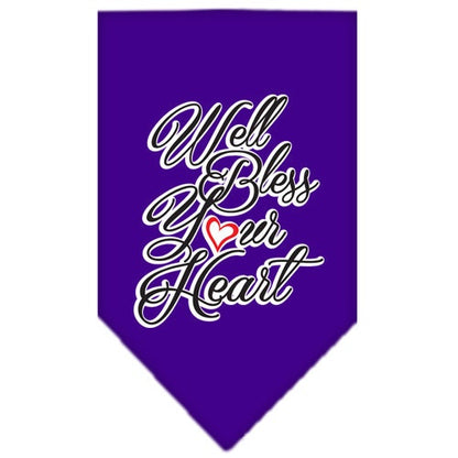 Bandana para mascotas y perros serigrafiada con la frase "Well Bless Your Heart"