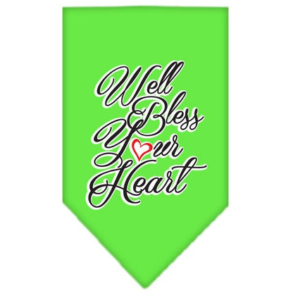 Bandana para mascotas y perros serigrafiada con la frase "Well Bless Your Heart"