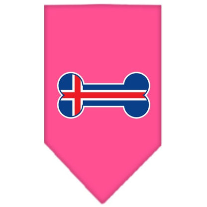 Bandana para mascotas y perros serigrafiada con la bandera de Islandia en forma de hueso