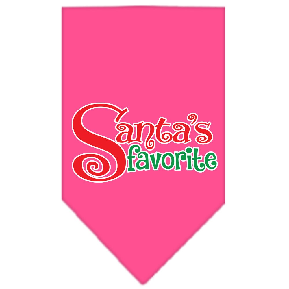 Bandana navideña para mascotas y perros serigrafiada con la frase "Santa's Favorite"